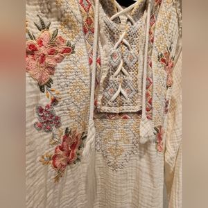 Johnny Was Top with Pink Embroidery Med